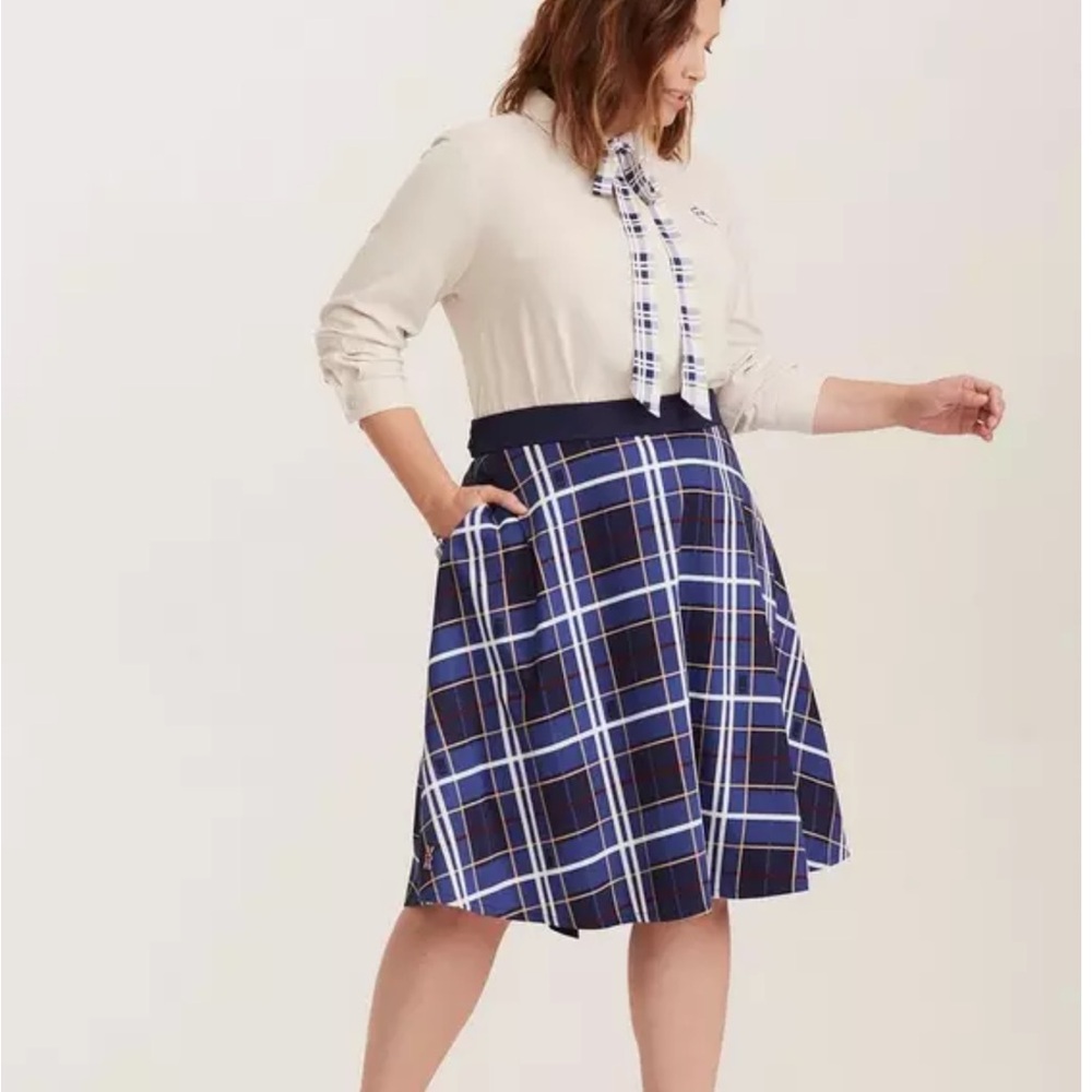 Torrid Her Universe Doctor Who Plaid Skirt and Blouse Size L 12